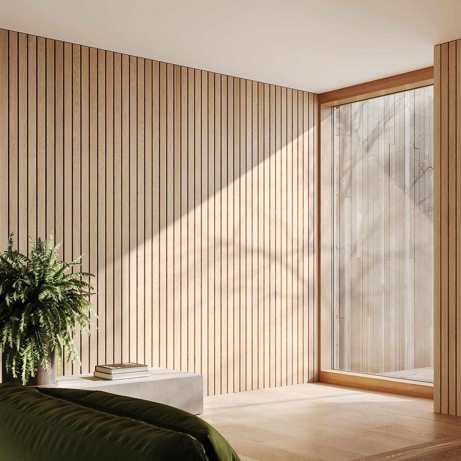 Wooden slat panel wall for a deep design and modern texture