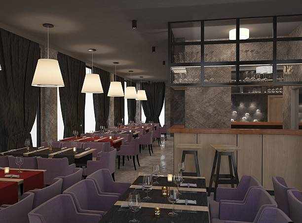 3d rendering of a restaurant interior design